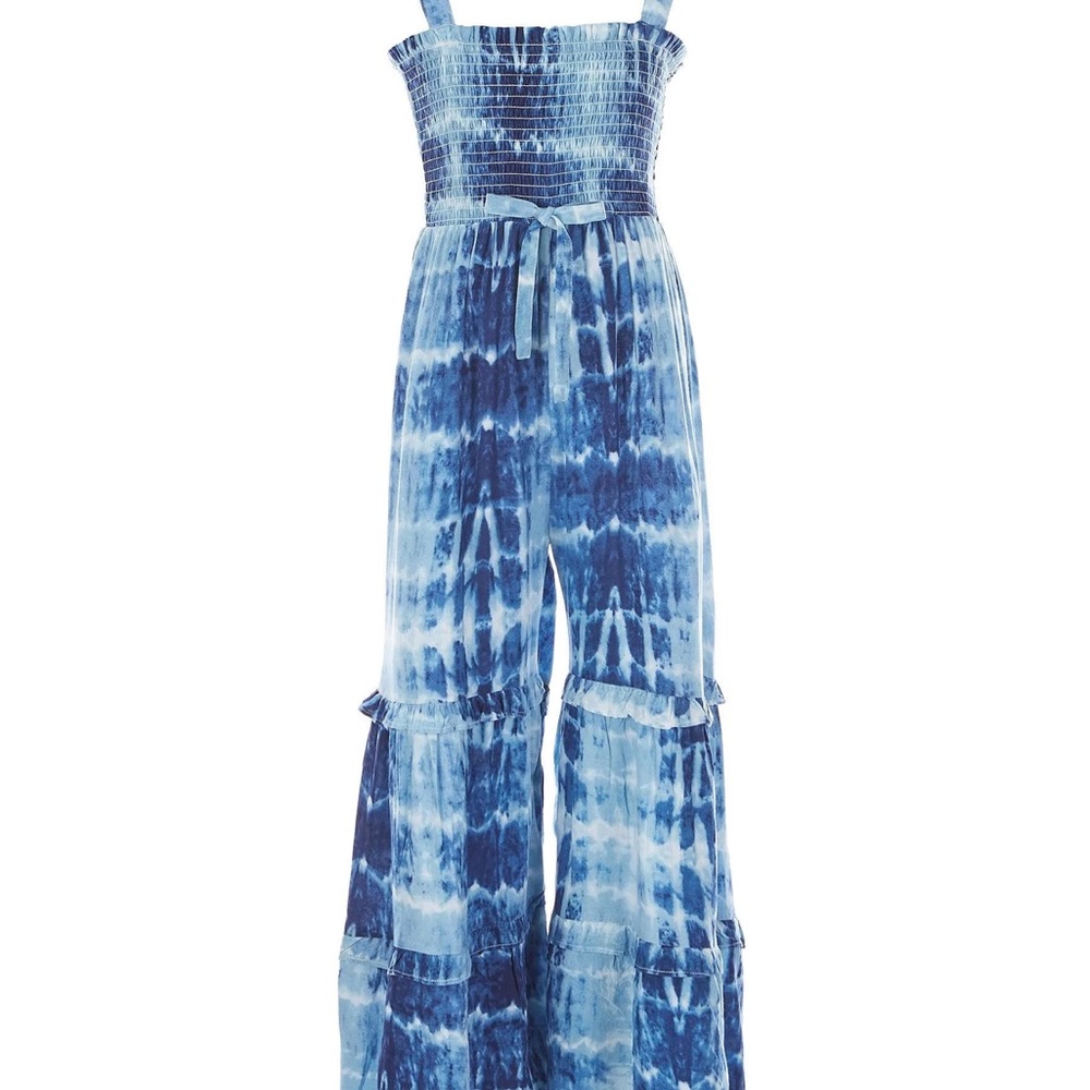 Rare Editions Big Girls 7 Smocked Tie-Dye Wide-Leg Jumpsuit used